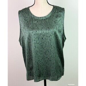 Eileen Fisher Nori Silk Organic Cotton Tank Size XL Green Sleeveless Minimalist